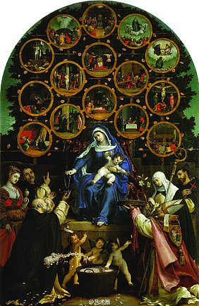 Цариця Святої Вервиці, 1539, Собор Св. Доменіка (худ. Лоренцо Лотто)